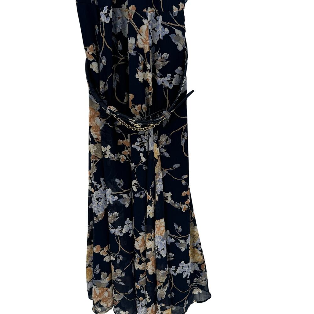 Black Label LRL Floral print Halter neckline sleeveless Belted Gown - Picture 13 of 14